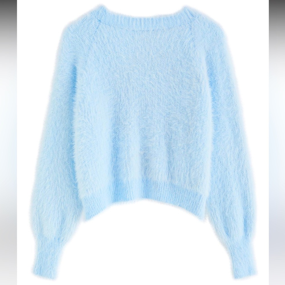 NEW Miss Sparkling Light blue Fuzzy Cardigan & Cami Set - Picture 2 of 6